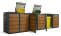 Zabudowa koszy na śmieci Premium kolor antracyt złoty dąb na 6 koszy po 240 l z praktycznym systemem otwierania i zamykania.