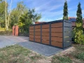 Zabudowa pojemników na śmieci metal Premium w kolorze antracyt z imitacją drewna w kolorze złotego dębu