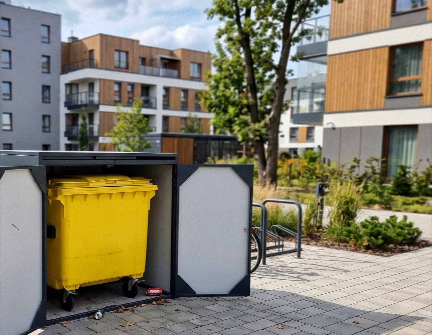 Zabudowa kontenerów 1100L - rozwiązanie dla wspólnot mieszkaniowych i przestrzeni publicznych